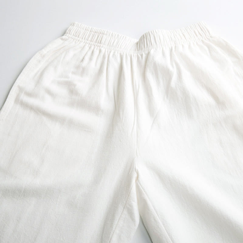 Pantalon de pratique de Tai Chi Qigong unisexe d'été, couleur unie, taille élastique, avec poches, Buddha Stones - image 7