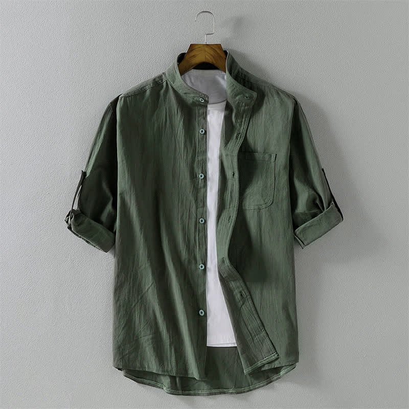 Chemise d'été unie à boutons pour homme Buddha Stones, manches courtes - Vert foncé - US/UK/AU46，EU56 (5XL) - image 16