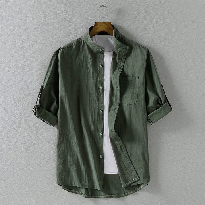 Chemise d'été unie à boutons pour homme Buddha Stones, manches courtes - Vert foncé - US/UK/AU46，EU56 (5XL) - image 16