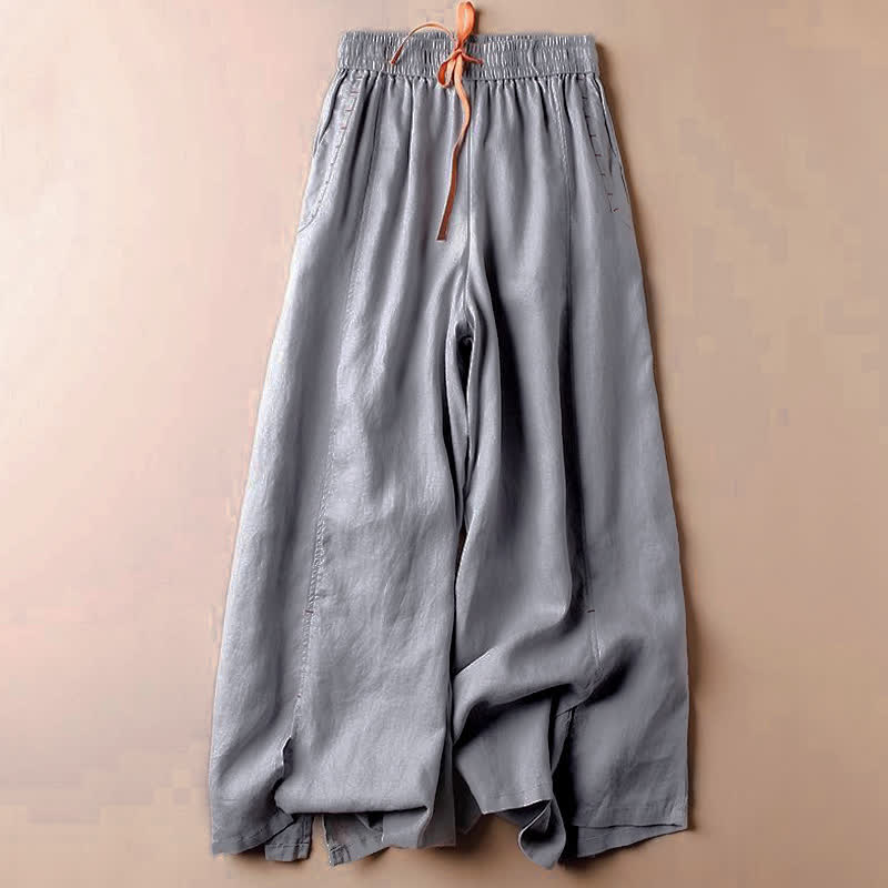 Pantalon large à ourlet fendu pour femme, longueur 7-8, avec poches, motif Buddha Stones - Bleu acier clair - US8-10，UK/AU12-14，EU40-42 (2XL) - image 10