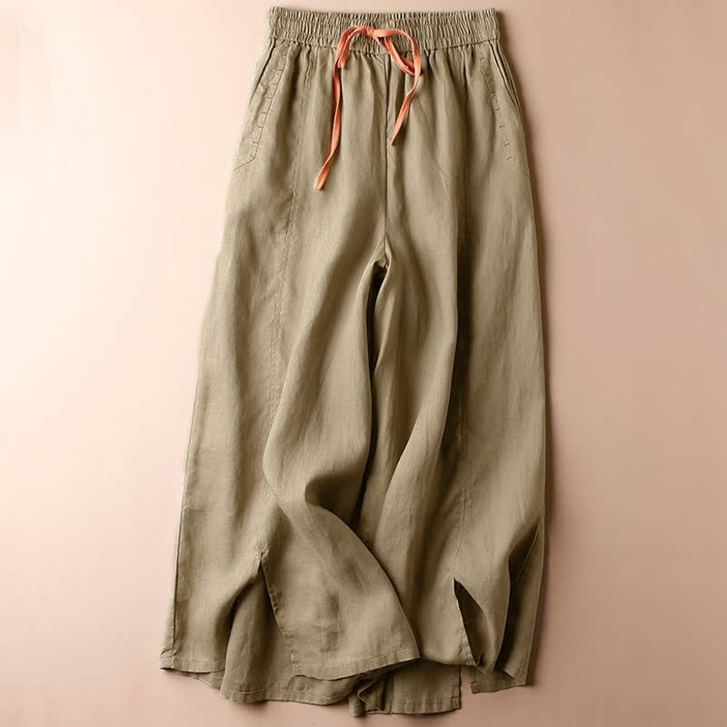 Pantalon large à ourlet fendu pour femme, longueur 7-8, avec poches, motif Buddha Stones - BurlyWood - US8-10，UK/AU12-14，EU40-42 (2XL) - image 7