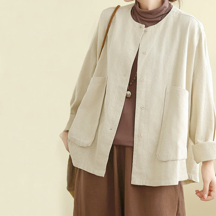Veste femme à manches longues et poches, motif uni Buddha Stones - image 3