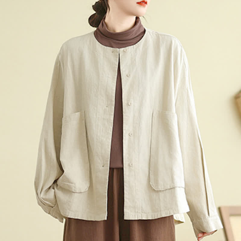 Veste femme à manches longues et poches, motif uni Buddha Stones - image 2