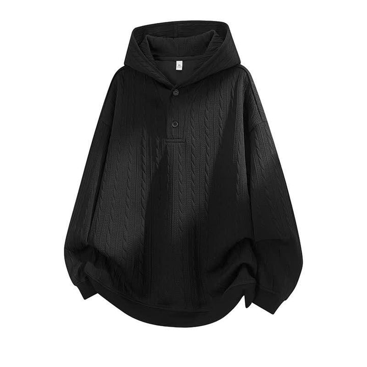 Sweat à capuche homme à manches longues, motif torsadé, boutons et Buddha Stones , automne-hiver - Noir - US/UK/AU42，EU52 (3XL) - image 8