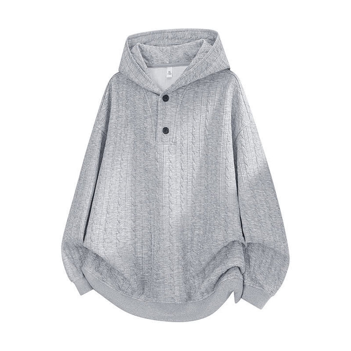 Sweat à capuche homme à manches longues, motif torsadé, boutons et Buddha Stones , automne-hiver - Gris clair - US/UK/AU42，EU52 (3XL) - image 0