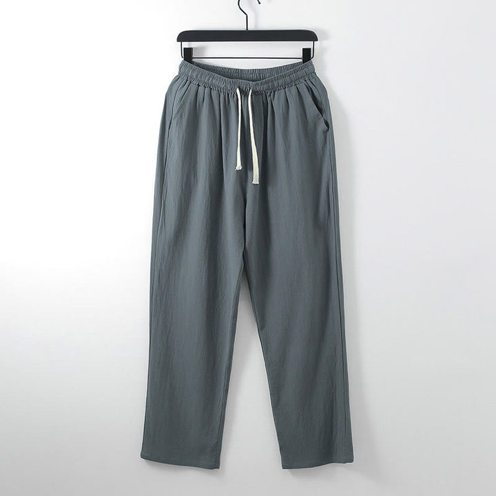 Pantalon homme décontracté ample en coton et lin uni, motif Buddha Stones, avec poches - Gris terne - US/UK/AU54，EU64 (9XL) - image 0