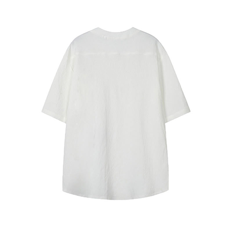 Buddha Stones Chemises à manches courtes pour hommes, style Tang, décontractées, col mandarin, broderie grue - image 4