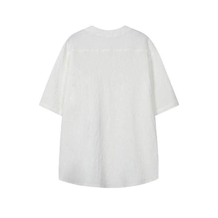 Buddha Stones Chemises à manches courtes pour hommes, style Tang, décontractées, col mandarin, broderie grue - image 4
