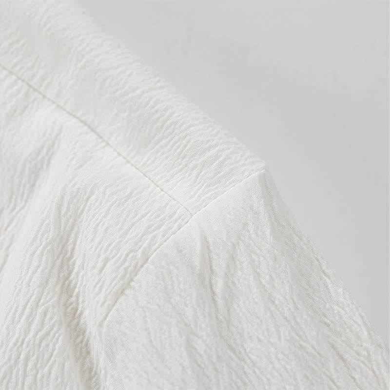 Buddha Stones Chemises à manches courtes pour hommes, style Tang, décontractées, col mandarin, broderie grue - image 8
