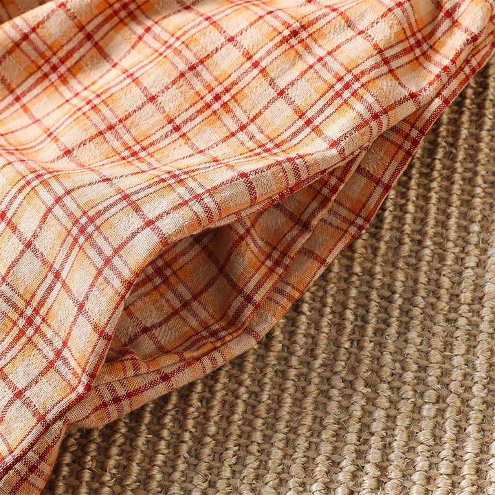 Buddha Stones Robe d'été décontractée à carreaux vintage pour femme, manches trois-quarts, avec poche - image 10