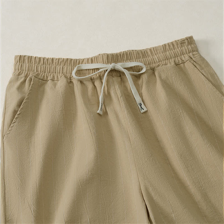 Buddha Stones Short d'été décontracté à rayures avec cordon de serrage et poches pour homme - image 9