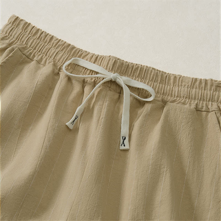 Buddha Stones Short d'été décontracté à rayures avec cordon de serrage et poches pour homme - image 11
