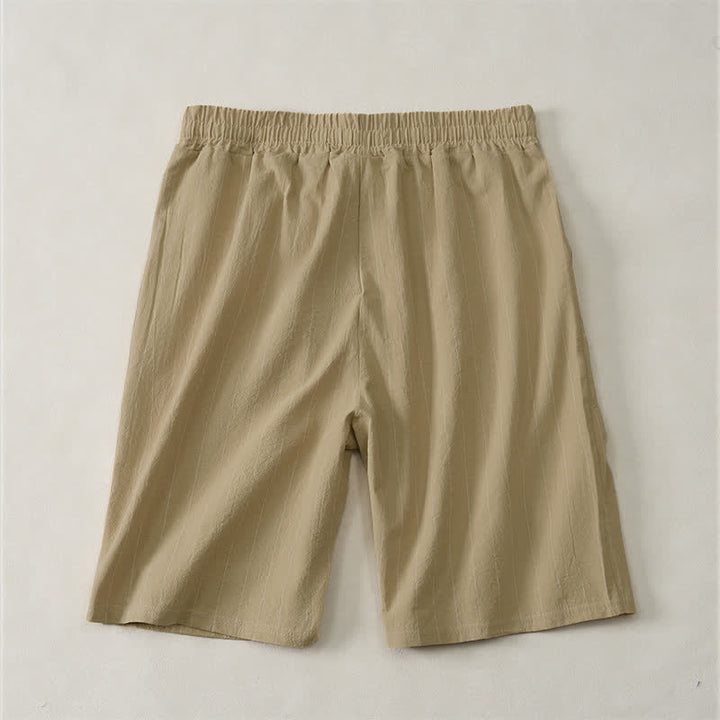 Buddha Stones Short d'été décontracté à rayures avec cordon de serrage et poches pour homme - image 8