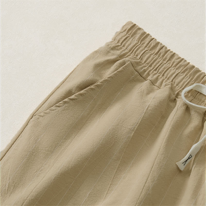 Buddha Stones Short d'été décontracté à rayures avec cordon de serrage et poches pour homme - image 10