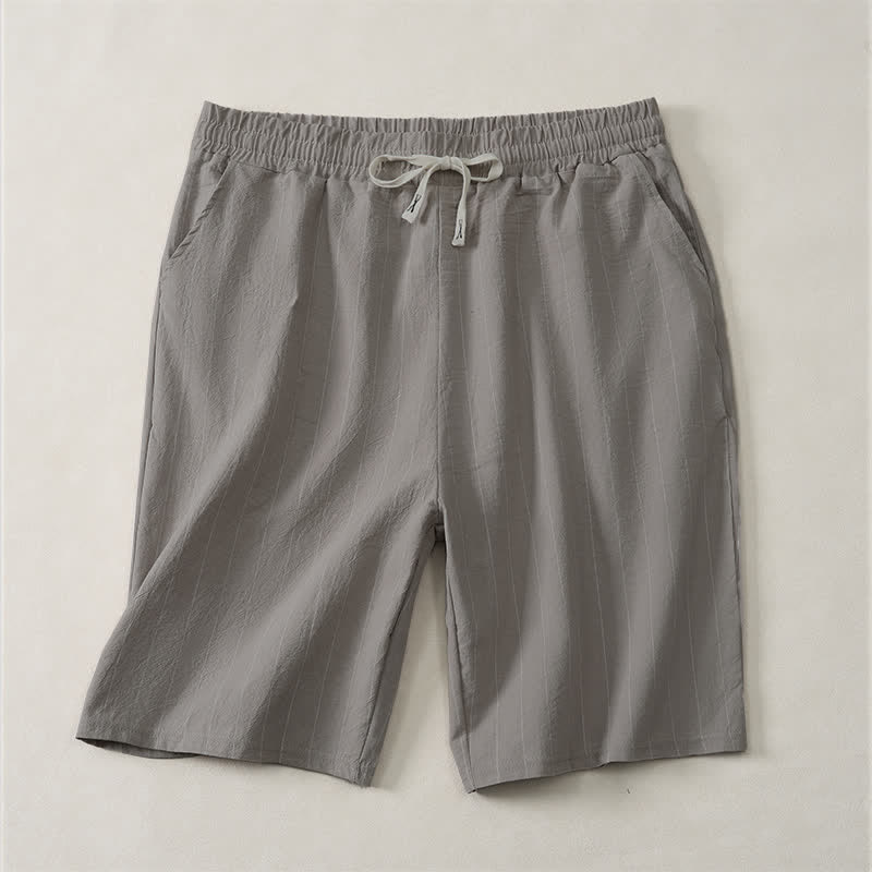 Buddha Stones Short d'été décontracté à rayures avec cordon de serrage et poches pour homme - Gris foncé - US/UK/AU44, EU54 (3XL) - image 14