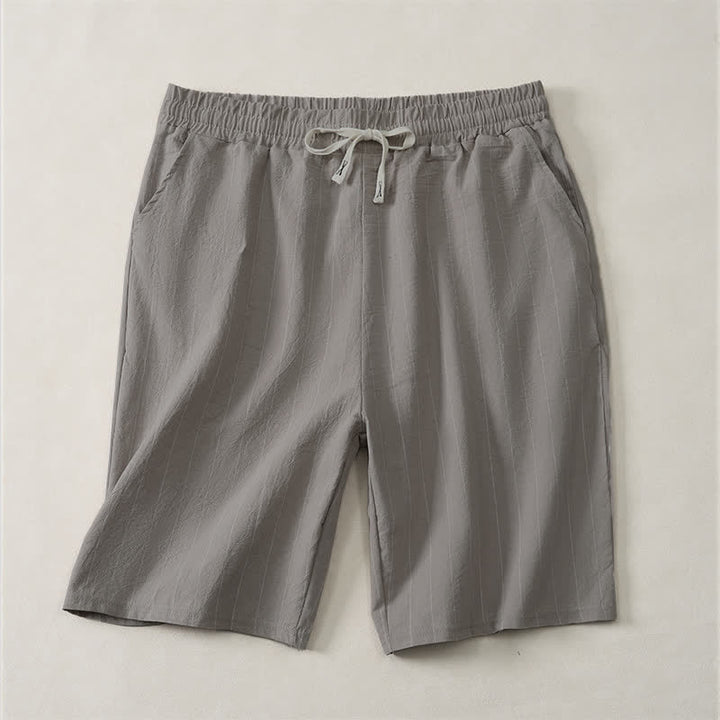 Buddha Stones Short d'été décontracté à rayures avec cordon de serrage et poches pour homme - Gris foncé - US/UK/AU44, EU54 (3XL) - image 14