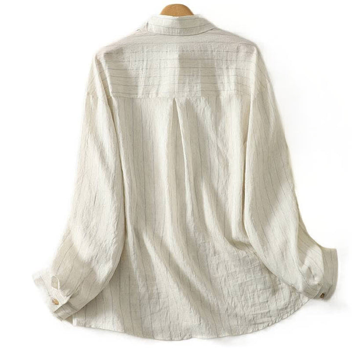 Buddha Stones Chemises à manches longues unies à boutons pour femmes, style minimaliste décontracté d'été - image 1