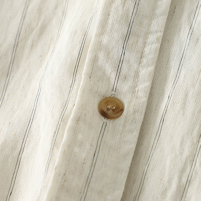 Buddha Stones Chemises à manches longues unies à boutons pour femmes, style minimaliste décontracté d'été - image 9