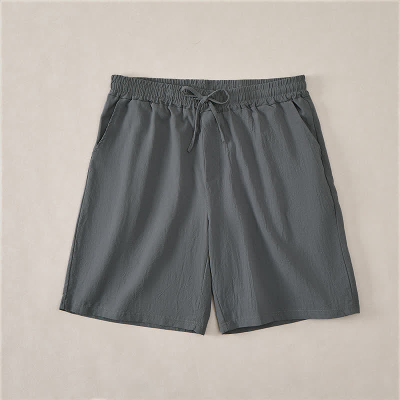 Buddha Stones Short d'été décontracté pour homme, en coton uni, avec cordon de serrage et poches - Gris ardoise - US/UK/AU44，EU54 (3XL) - image 7