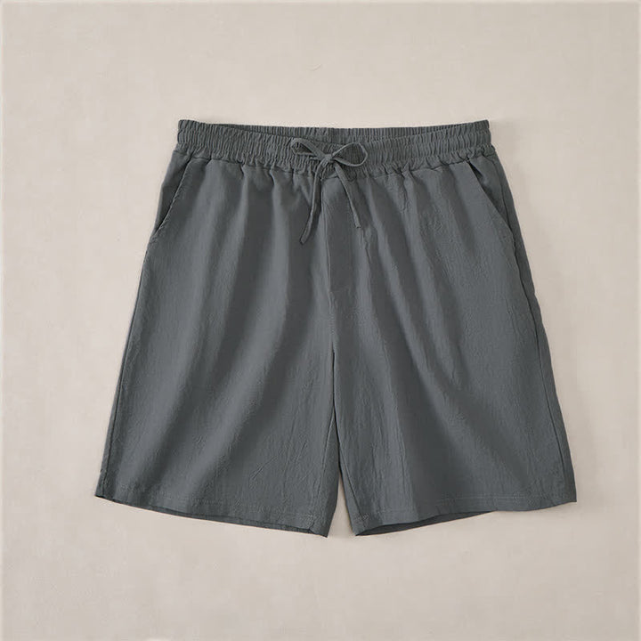 Buddha Stones Short d'été décontracté pour homme, en coton uni, avec cordon de serrage et poches - Gris ardoise - US/UK/AU44，EU54 (3XL) - image 7