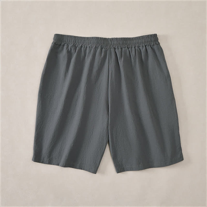 Buddha Stones Short d'été décontracté pour homme, en coton uni, avec cordon de serrage et poches - image 8