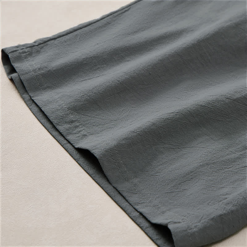 Buddha Stones Short d'été décontracté pour homme, en coton uni, avec cordon de serrage et poches - image 12