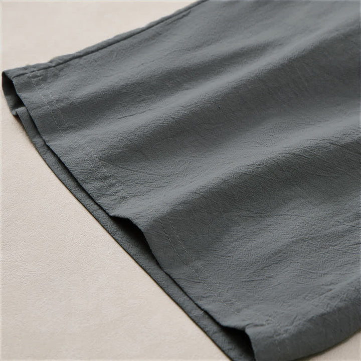 Buddha Stones Short d'été décontracté pour homme, en coton uni, avec cordon de serrage et poches - image 12