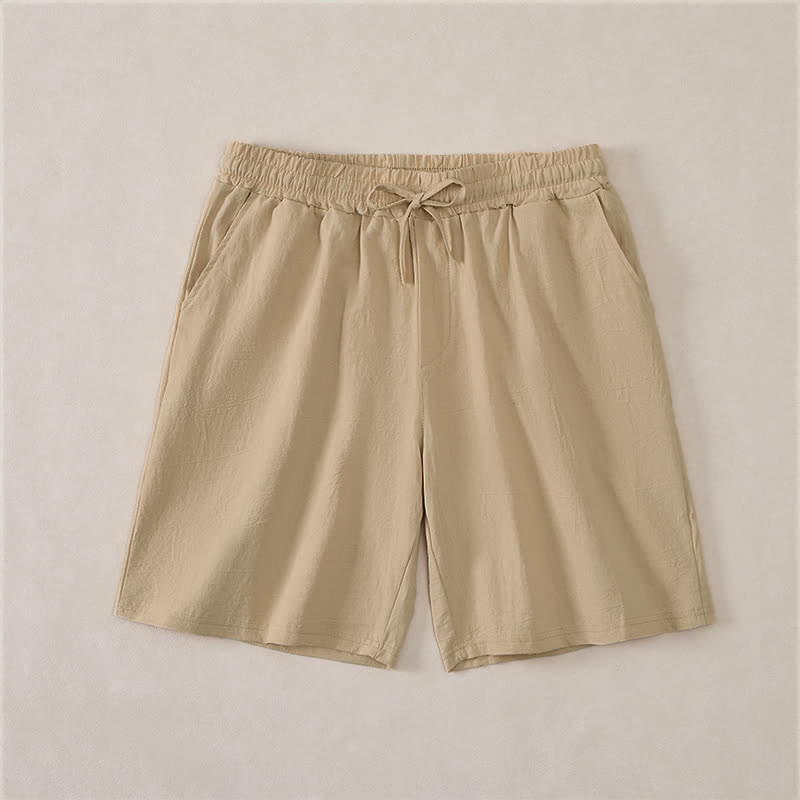 Buddha Stones Short d'été décontracté pour homme, en coton uni, avec cordon de serrage et poches - Tanné - US/UK/AU44，EU54 (3XL) - image 16
