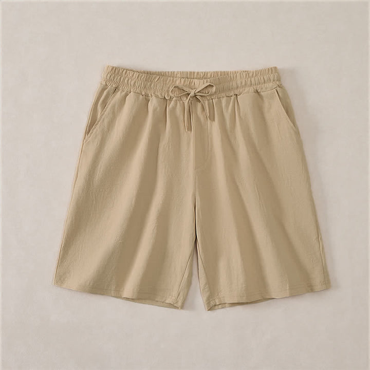 Buddha Stones Short d'été décontracté pour homme, en coton uni, avec cordon de serrage et poches - Tanné - US/UK/AU44，EU54 (3XL) - image 16