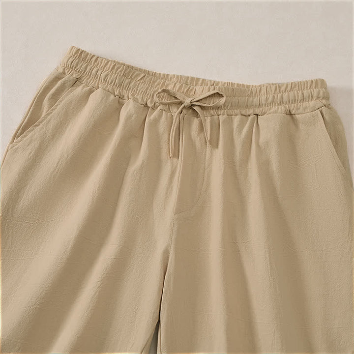 Buddha Stones Short d'été décontracté pour homme, en coton uni, avec cordon de serrage et poches - image 18