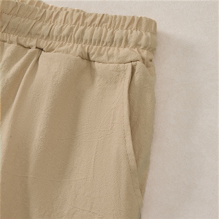 Buddha Stones Short d'été décontracté pour homme, en coton uni, avec cordon de serrage et poches - image 20