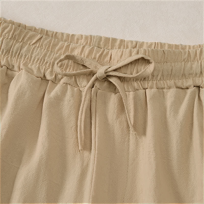 Buddha Stones Short d'été décontracté pour homme, en coton uni, avec cordon de serrage et poches - image 19