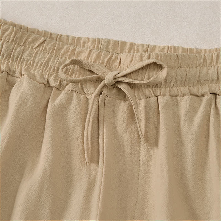 Buddha Stones Short d'été décontracté pour homme, en coton uni, avec cordon de serrage et poches - image 19