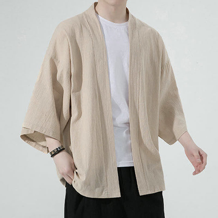 Buddha Stones Kimonos d'été minimalistes et unis pour hommes - image 5