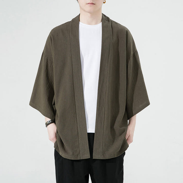 Buddha Stones Kimonos d'été minimalistes et unis pour hommes - Vert olive - US/UK/AU46, EU56 (5XL) - image 2