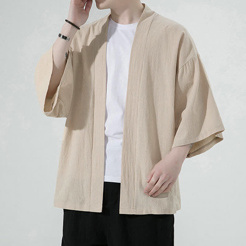 Buddha Stones Kimonos d'été minimalistes et unis pour hommes - image 6