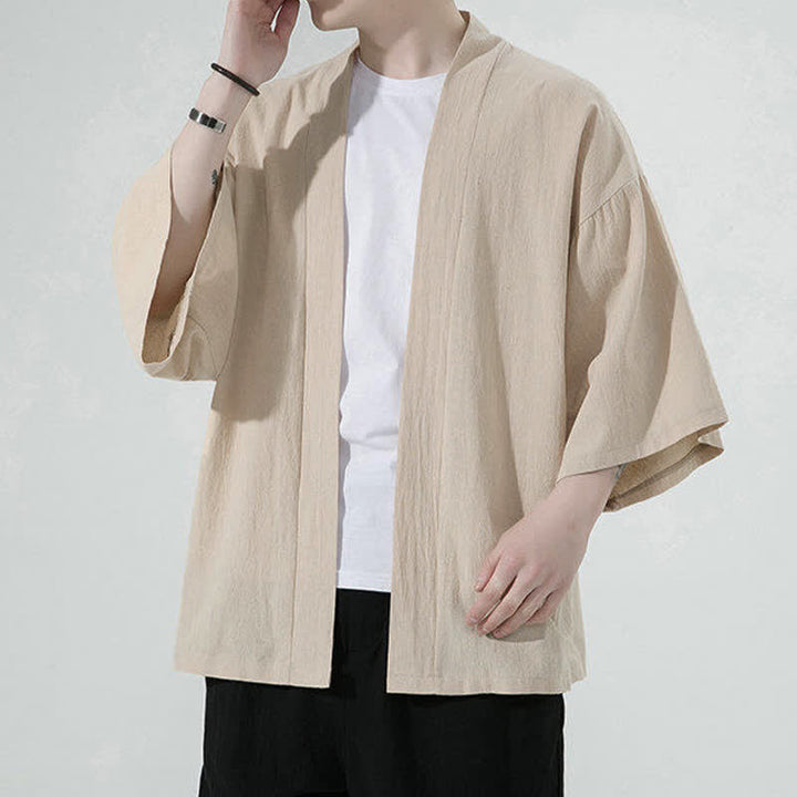 Buddha Stones Kimonos d'été minimalistes et unis pour hommes - image 6