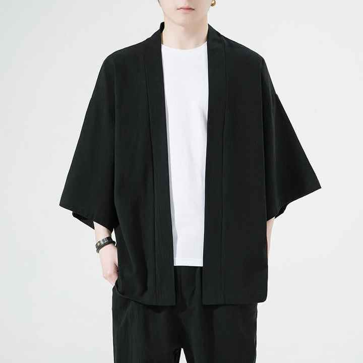 Buddha Stones Kimonos d'été minimalistes et unis pour hommes - Noir - US/UK/AU46, EU56 (5XL) - image 1