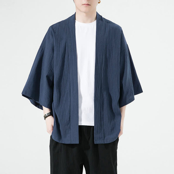 Buddha Stones Kimonos d'été minimalistes et unis pour hommes - Bleu ardoise foncé - US/UK/AU46, EU56 (5XL) - image 3