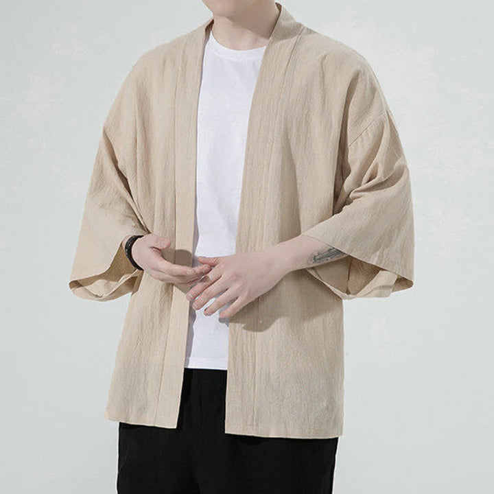 Buddha Stones Kimonos d'été minimalistes et unis pour hommes - image 7