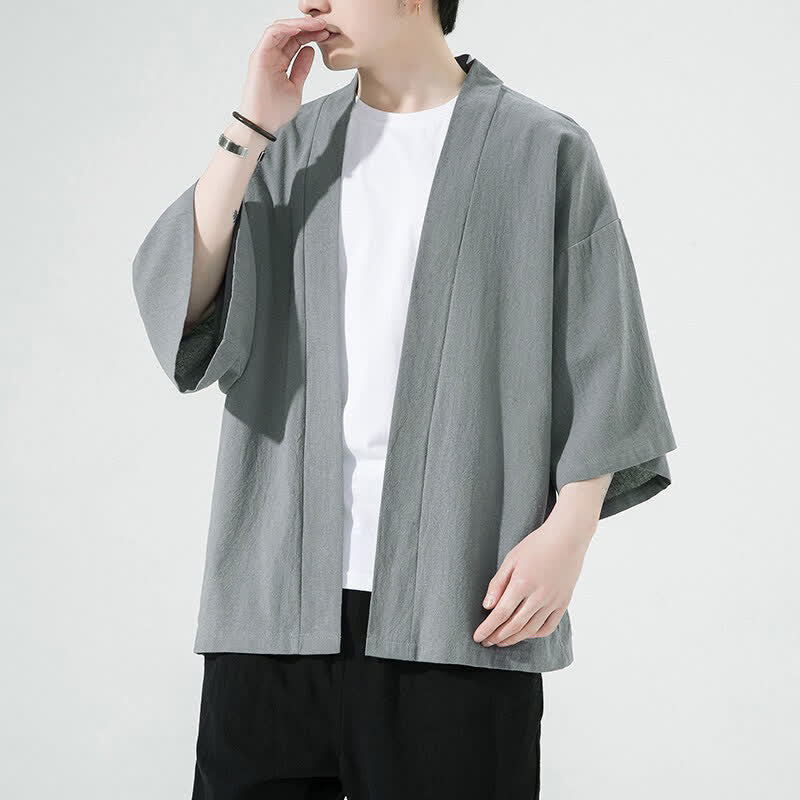 Buddha Stones Kimonos d'été minimalistes et unis pour hommes - Argent - US/UK/AU46, EU56 (5XL) - image 0
