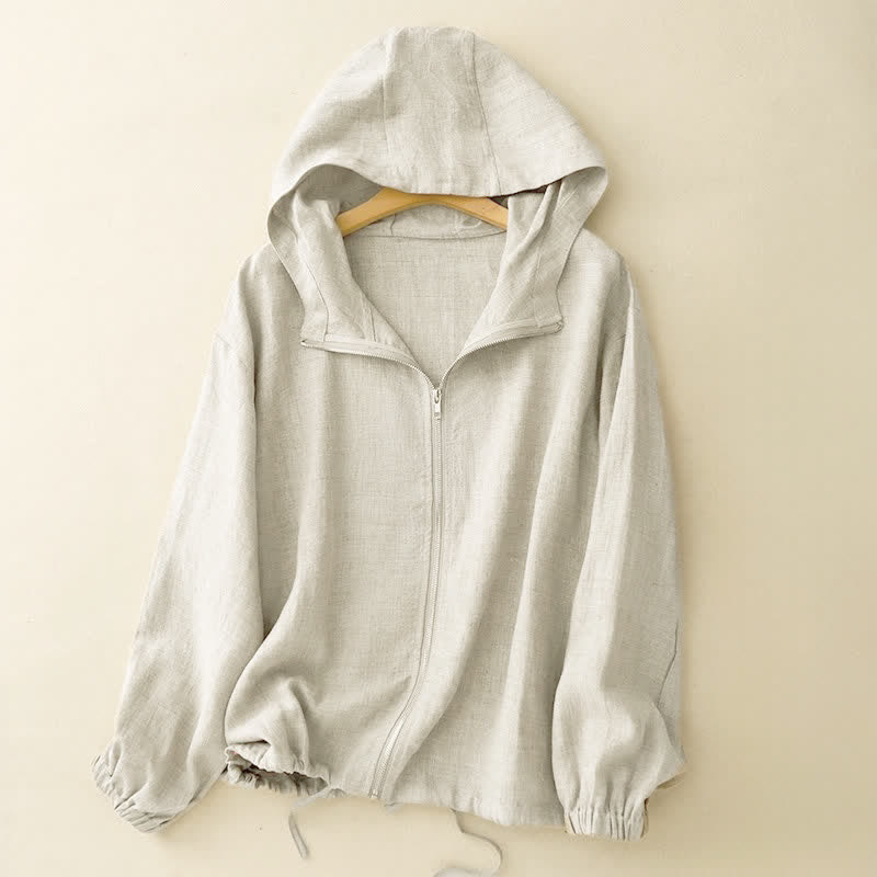 Buddha Stones Chemises d'été minimalistes décontractées à manches longues pour femmes, avec cordon de serrage et poches. - Beige - US8-10, UK/AU12-14, EU40-42 (2XL) - image 0