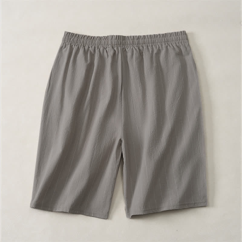 Buddha Stones Short d'été décontracté à rayures avec cordon de serrage et poches pour homme - image 15