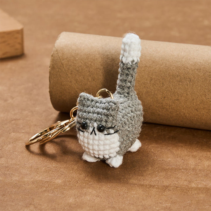 Buddha Stones Porte-clés doux et mignons en forme de chat, crochetés à la main - image 8