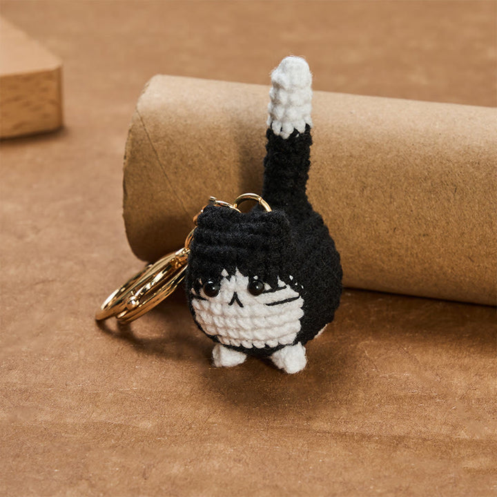 Buddha Stones Porte-clés doux et mignons en forme de chat, crochetés à la main - image 12