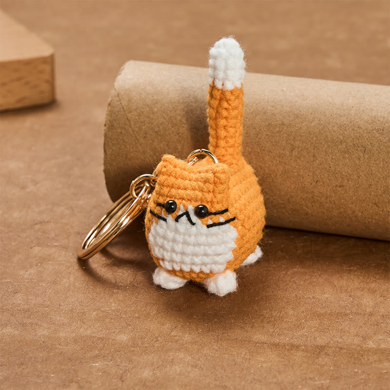 Buddha Stones Porte-clés doux et mignons en forme de chat, crochetés à la main - image 3