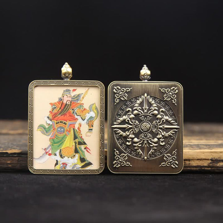Buddha Stones Collier Thangka à pompon tressé et protection du Seigneur Guan en cuivre - image 24