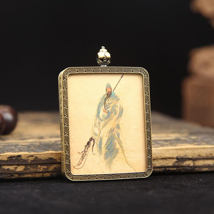 Buddha Stones Collier Thangka à pompon tressé et protection du Seigneur Guan en cuivre - image 18