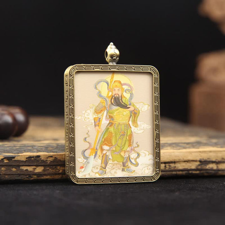 Buddha Stones Collier Thangka à pompon tressé et protection du Seigneur Guan en cuivre - image 12