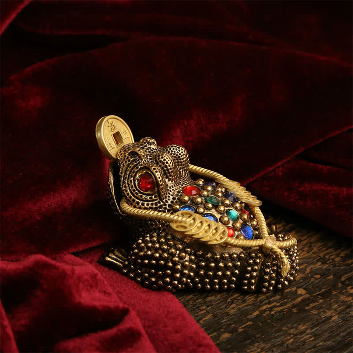 Buddha Stones Grenouille à trois pattes en laiton, symbole de richesse et de fortune - image 8